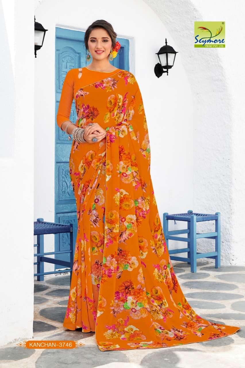 KANCHAN VOL-9 PART 1 BY SEYMORE PRINTS 3737 TO 3546 SERIES INDIAN TRADITIONAL WEAR COLLECTION BEAUTIFUL STYLISH FANCY COLORFUL PARTY WEAR & OCCASIONAL WEAR FANCY PRINTED SAREES AT WHOLESALE PRICE