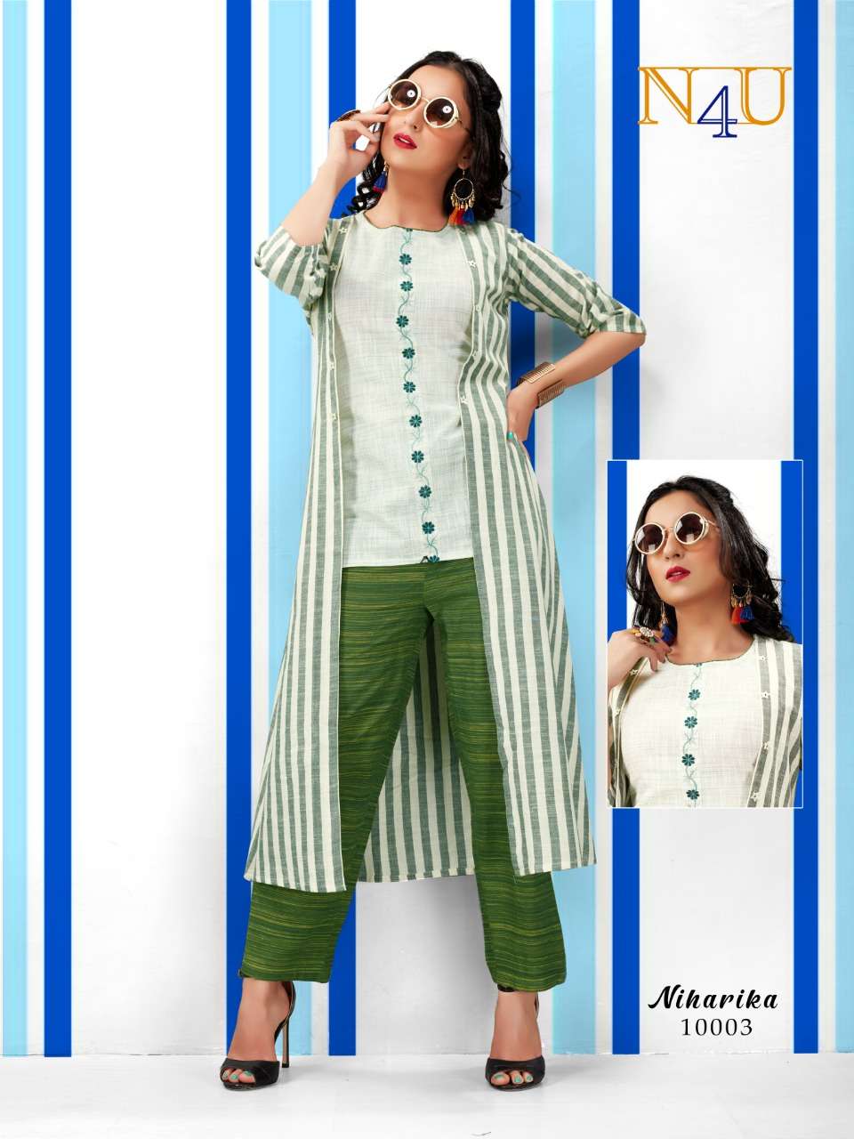 NIHARIKA BY NEHA FASHION 10001 TO 10005 SERIES BEAUTIFUL STYLISH FANCY COLORFUL CASUAL WEAR & ETHNIC WEAR VISCOUS DISCHARGE CHECKS PRINTED KURTIS AT WHOLESALE PRICE