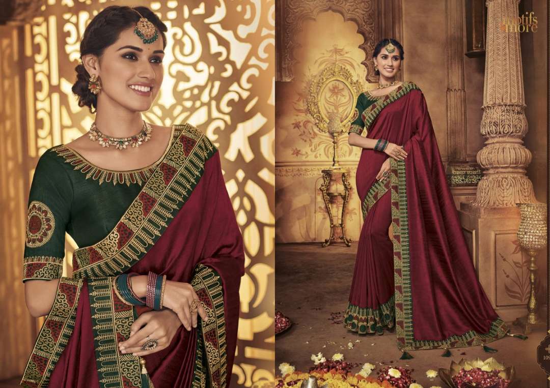 M & M-9 BY MOTIFS AND MORS 10901 TO 10916 SERIES INDIAN TRADITIONAL WEAR COLLECTION BEAUTIFUL STYLISH FANCY COLORFUL PARTY WEAR & OCCASIONAL WEAR FANCY PRINTED SAREES AT WHOLESALE PRICE
