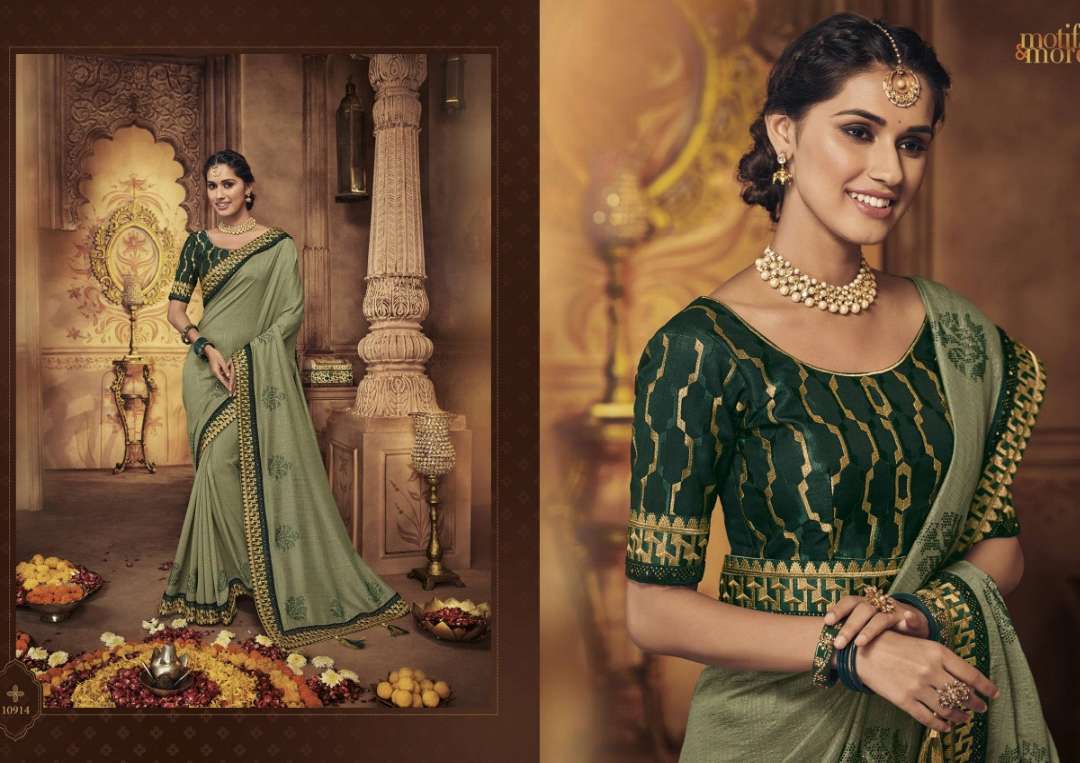 M & M-9 BY MOTIFS AND MORS 10901 TO 10916 SERIES INDIAN TRADITIONAL WEAR COLLECTION BEAUTIFUL STYLISH FANCY COLORFUL PARTY WEAR & OCCASIONAL WEAR FANCY PRINTED SAREES AT WHOLESALE PRICE