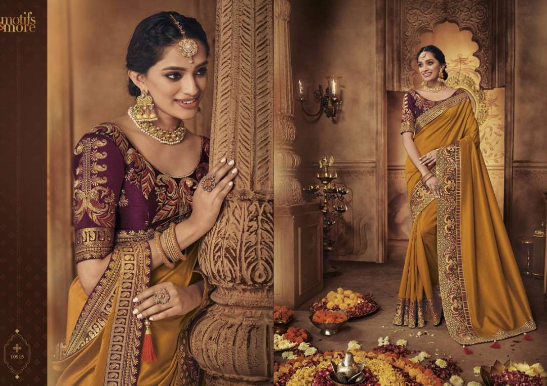 M & M-9 BY MOTIFS AND MORS 10901 TO 10916 SERIES INDIAN TRADITIONAL WEAR COLLECTION BEAUTIFUL STYLISH FANCY COLORFUL PARTY WEAR & OCCASIONAL WEAR FANCY PRINTED SAREES AT WHOLESALE PRICE