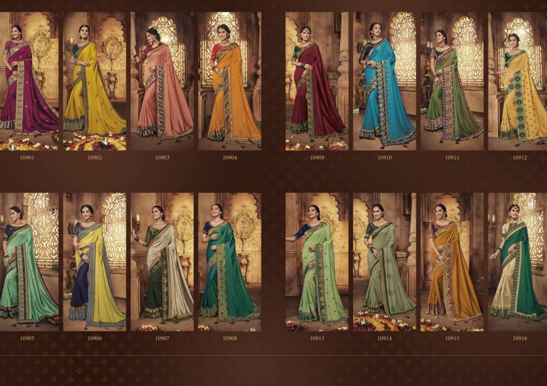 M & M-9 BY MOTIFS AND MORS 10901 TO 10916 SERIES INDIAN TRADITIONAL WEAR COLLECTION BEAUTIFUL STYLISH FANCY COLORFUL PARTY WEAR & OCCASIONAL WEAR FANCY PRINTED SAREES AT WHOLESALE PRICE