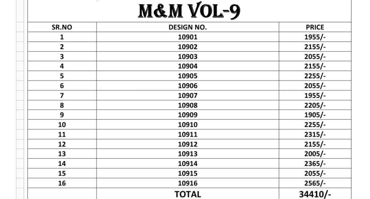 M & M-9 BY MOTIFS AND MORS 10901 TO 10916 SERIES INDIAN TRADITIONAL WEAR COLLECTION BEAUTIFUL STYLISH FANCY COLORFUL PARTY WEAR & OCCASIONAL WEAR FANCY PRINTED SAREES AT WHOLESALE PRICE