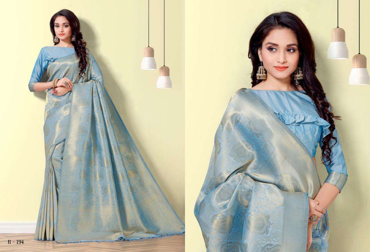 MEHER BY AURA 188 TO 196 SERIES INDIAN TRADITIONAL WEAR COLLECTION BEAUTIFUL STYLISH FANCY COLORFUL PARTY WEAR & OCCASIONAL WEAR KANJIVARAM SILK PRINTED SAREES AT WHOLESALE PRICE
