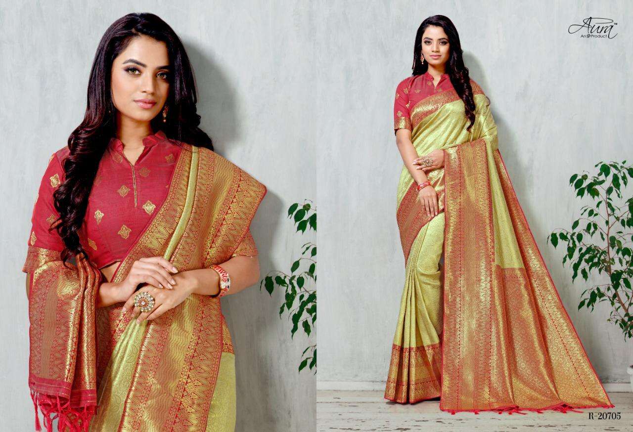 MANNA BY AURA 20701 TO 20708 SERIES INDIAN TRADITIONAL WEAR COLLECTION BEAUTIFUL STYLISH FANCY COLORFUL PARTY WEAR & OCCASIONAL WEAR ART SILK SAREES AT WHOLESALE PRICE