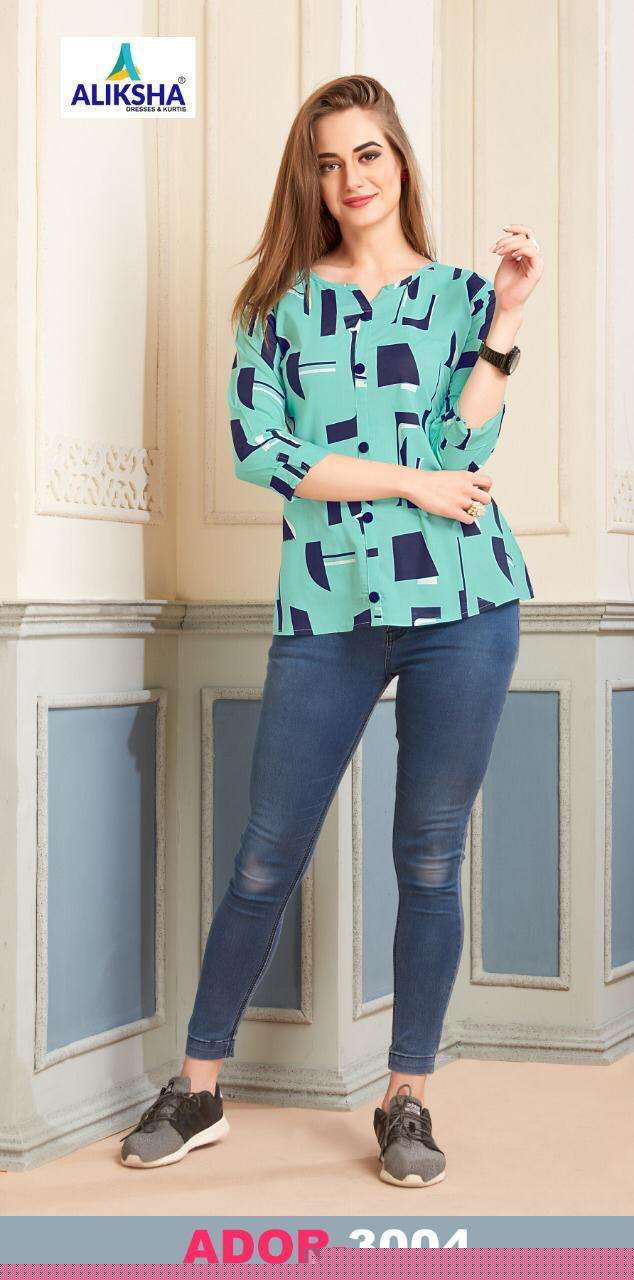 ADOR VOL-3 BY ALISHKA FASHION 3001 TO 3010 SERIES BEAUTIFUL COLORFUL STYLISH FANCY CASUAL WEAR & READY TO WEAR RAYON 14 KG TOPS AT WHOLESALE PRICE