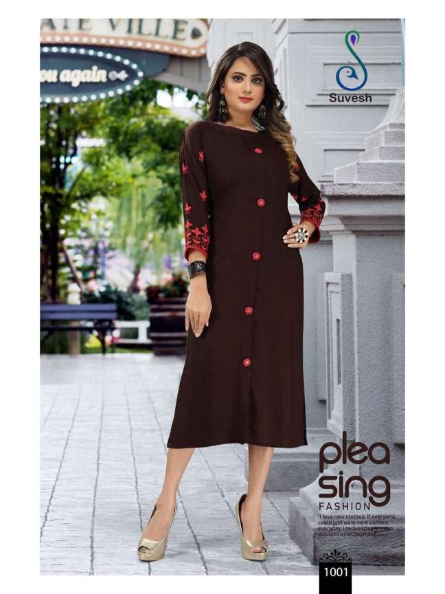 ZUBEDA BY SUVESH 1001 TO 1008 SERIES DESIGNER BEAUTIFUL STYLISH COLORFUL FANCY READY TO WEAR & CASUAL WEAR & ETHNIC WEAR PREMIUM QUALITY RAYON KURTIS AT WHOLESALE PRICE