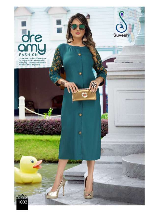 ZUBEDA BY SUVESH 1001 TO 1008 SERIES DESIGNER BEAUTIFUL STYLISH COLORFUL FANCY READY TO WEAR & CASUAL WEAR & ETHNIC WEAR PREMIUM QUALITY RAYON KURTIS AT WHOLESALE PRICE