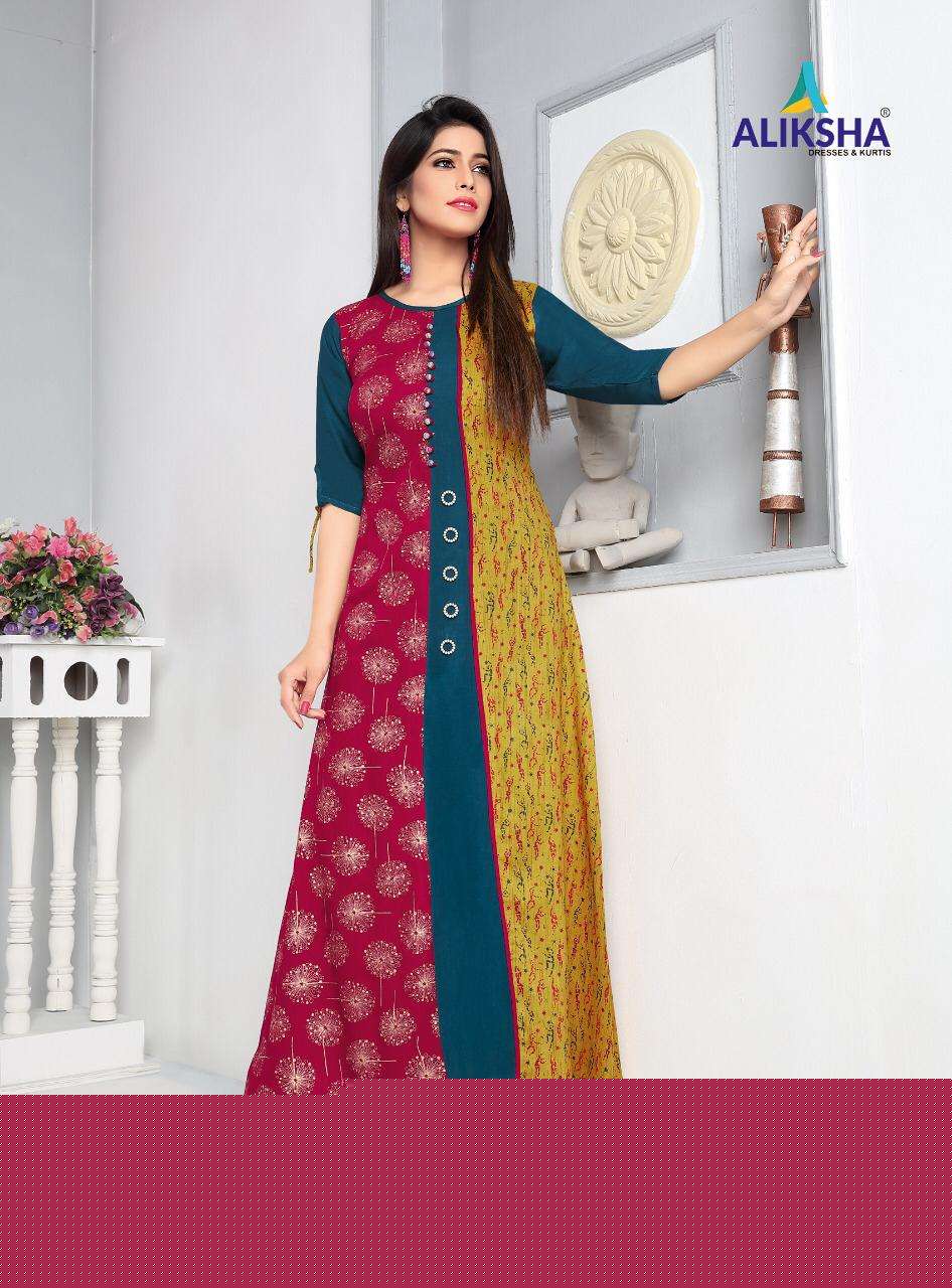 DILBARO VOL-1 BY ALIKSHA 1001 TO 1008 SERIES DESIGNER BEAUTIFUL STYLISH FANCY COLORFUL PARTY WEAR & OCCASIONAL WEAR HEAVY RAYON PEEK EMBROIDERED GOWNS AT WHOLESALE PRICE