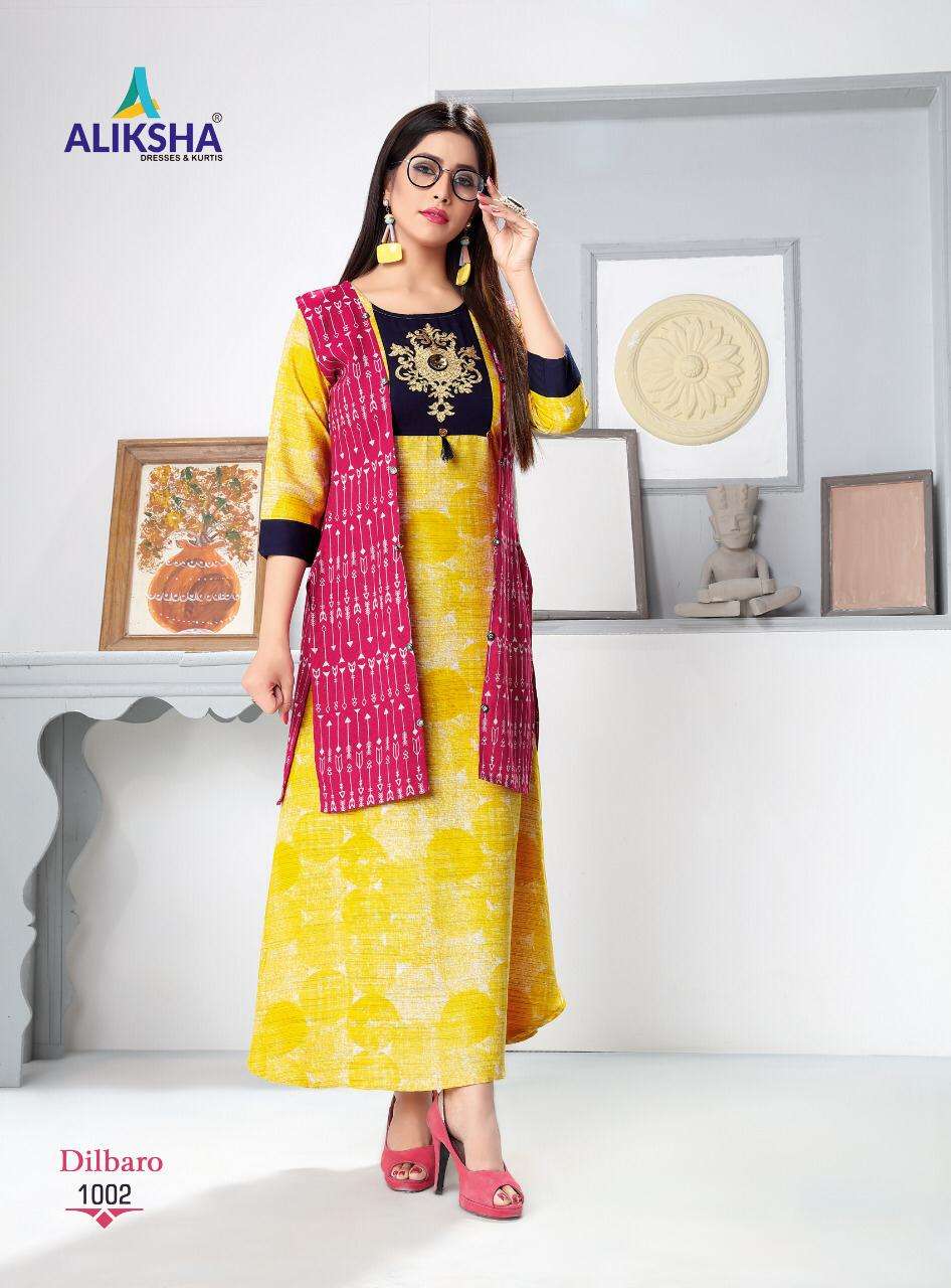 DILBARO VOL-1 BY ALIKSHA 1001 TO 1008 SERIES DESIGNER BEAUTIFUL STYLISH FANCY COLORFUL PARTY WEAR & OCCASIONAL WEAR HEAVY RAYON PEEK EMBROIDERED GOWNS AT WHOLESALE PRICE