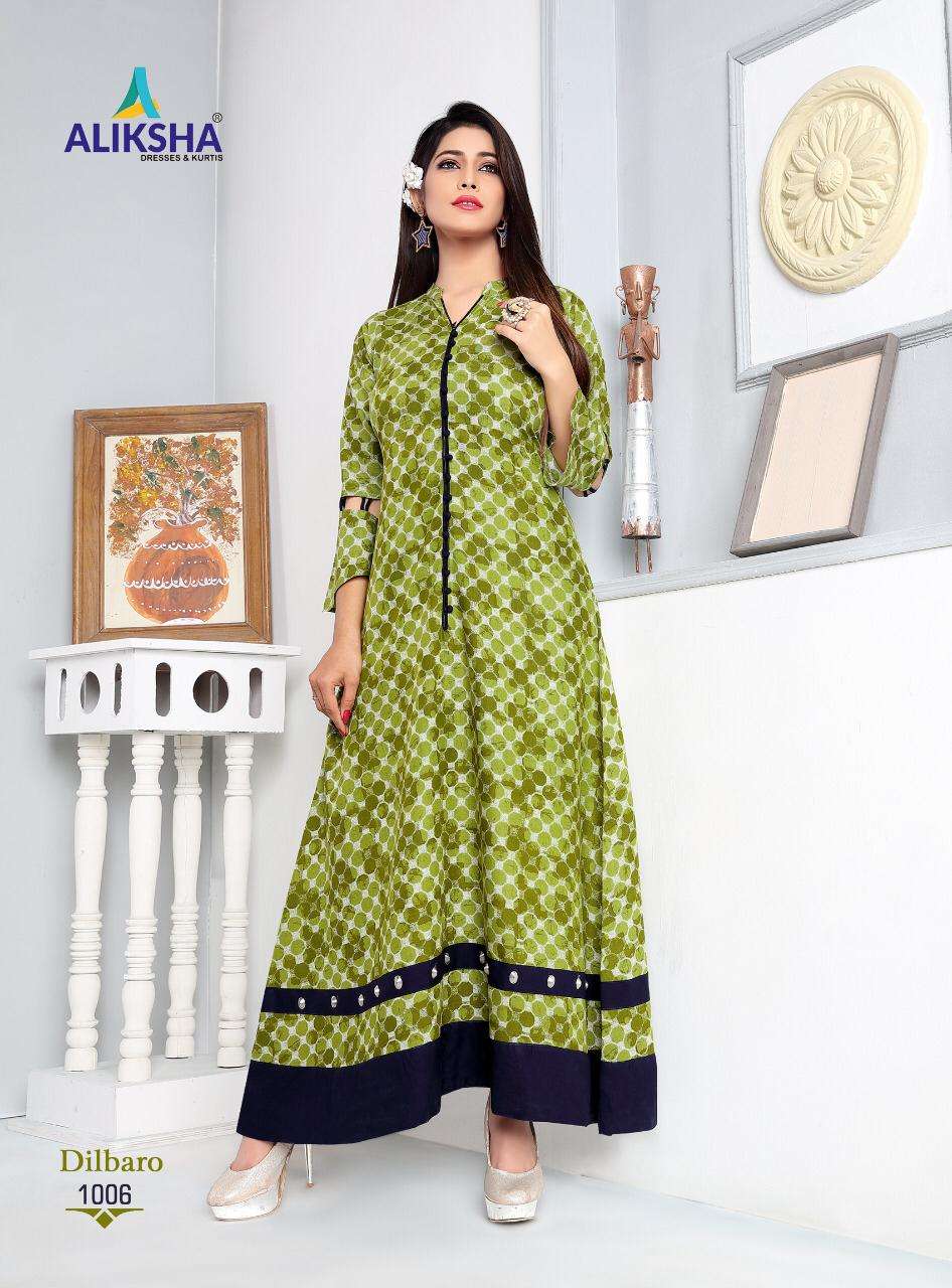 DILBARO VOL-1 BY ALIKSHA 1001 TO 1008 SERIES DESIGNER BEAUTIFUL STYLISH FANCY COLORFUL PARTY WEAR & OCCASIONAL WEAR HEAVY RAYON PEEK EMBROIDERED GOWNS AT WHOLESALE PRICE