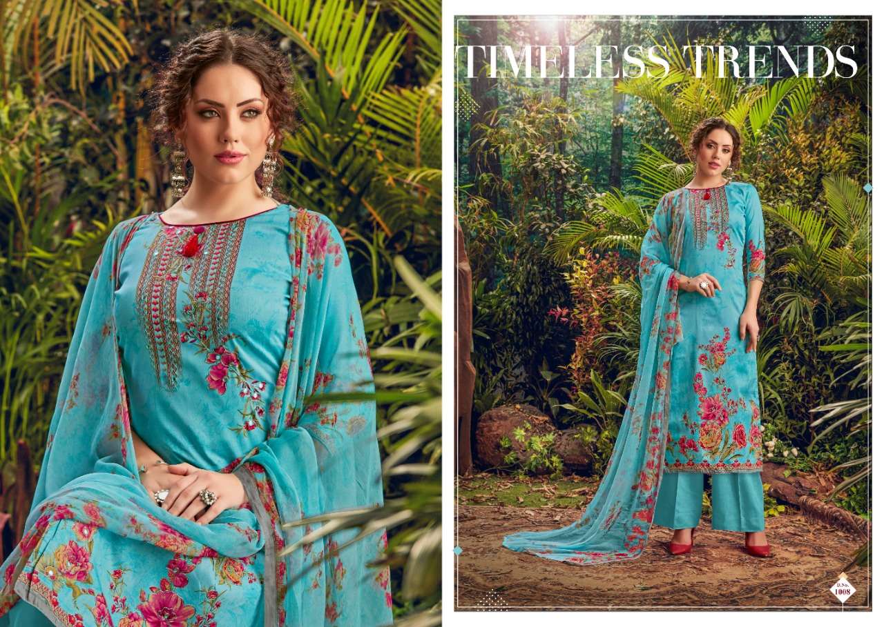 KAIRA BY VIJAYA FASHION 1001 TO 1010 SERIES BEAUTIFUL STYLISH SHARARA SUITS FANCY COLORFUL CASUAL WEAR & ETHNIC WEAR & READY TO WEAR CAMBRIC PRINTED DRESSES AT WHOLESALE PRICE