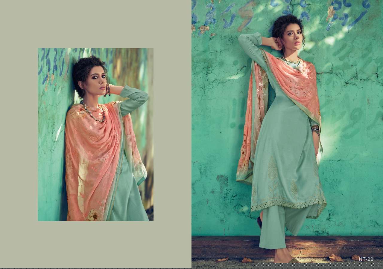 NITARA BY VARSHA FASHION 21 TO 26 SERIES BEAUTIFUL SUITS COLORFUL STYLISH FANCY CASUAL WEAR & ETHNIC WEAR TUSSAR SILK WITH EMBROIDERY DRESSES AT WHOLESALE PRICE