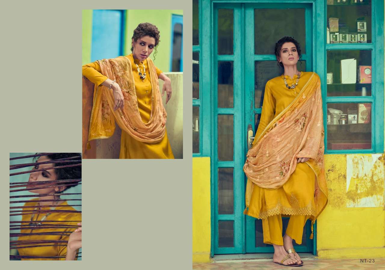 NITARA BY VARSHA FASHION 21 TO 26 SERIES BEAUTIFUL SUITS COLORFUL STYLISH FANCY CASUAL WEAR & ETHNIC WEAR TUSSAR SILK WITH EMBROIDERY DRESSES AT WHOLESALE PRICE