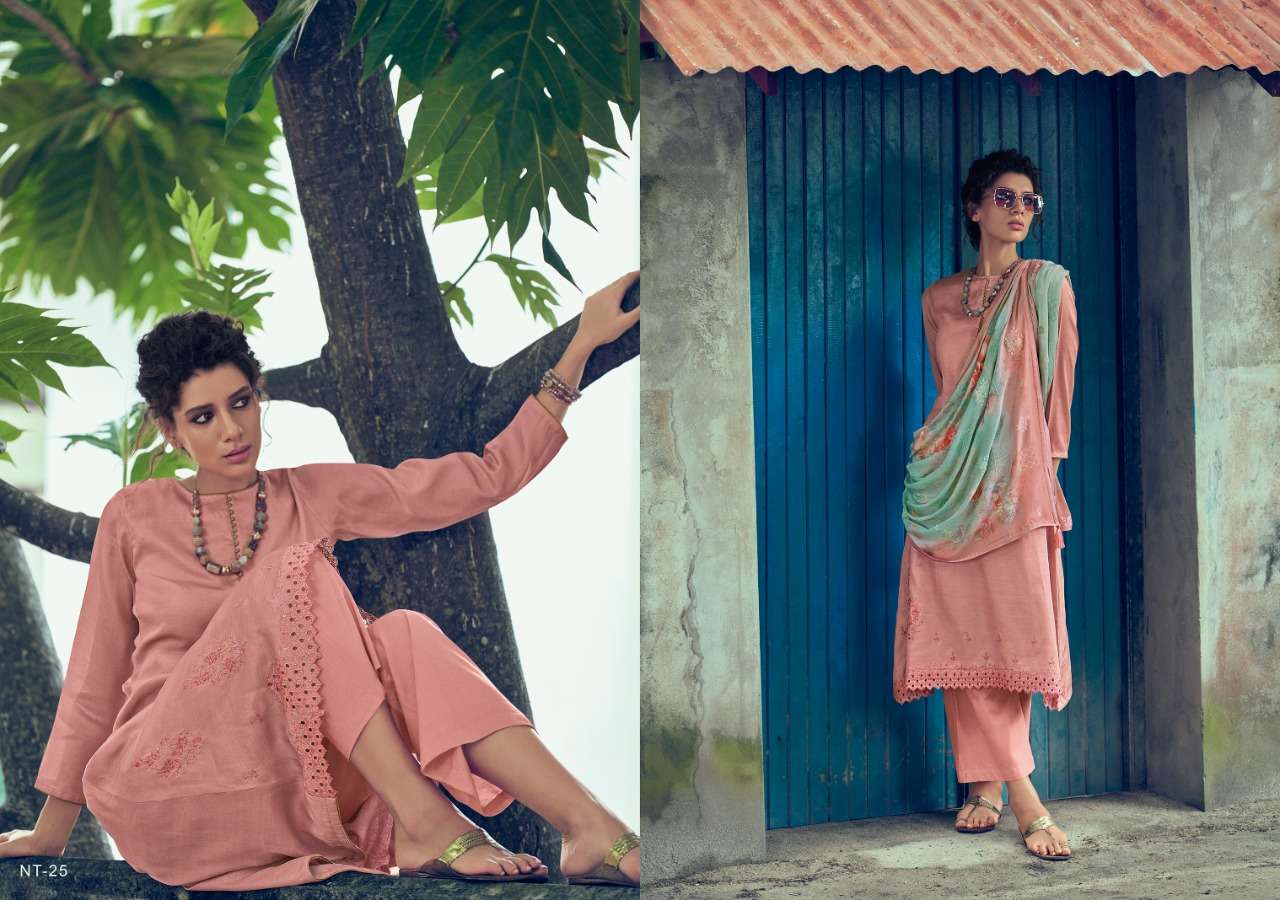 NITARA BY VARSHA FASHION 21 TO 26 SERIES BEAUTIFUL SUITS COLORFUL STYLISH FANCY CASUAL WEAR & ETHNIC WEAR TUSSAR SILK WITH EMBROIDERY DRESSES AT WHOLESALE PRICE