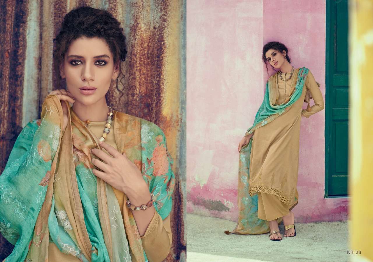 NITARA BY VARSHA FASHION 21 TO 26 SERIES BEAUTIFUL SUITS COLORFUL STYLISH FANCY CASUAL WEAR & ETHNIC WEAR TUSSAR SILK WITH EMBROIDERY DRESSES AT WHOLESALE PRICE