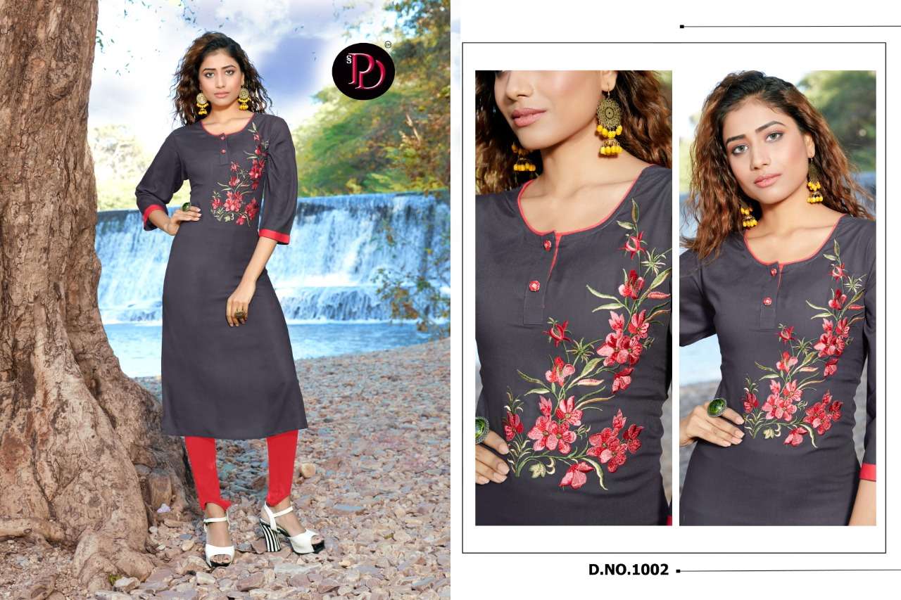 ALISHA BY POORVI DESIGNER 1001 TO 1006 SERIES BEAUTIFUL STYLISH FANCY COLORFUL CASUAL WEAR & ETHNIC WEAR & READY TO WEAR RAYON EMBROIDERY KURTIS AT WHOLESALE PRICE
