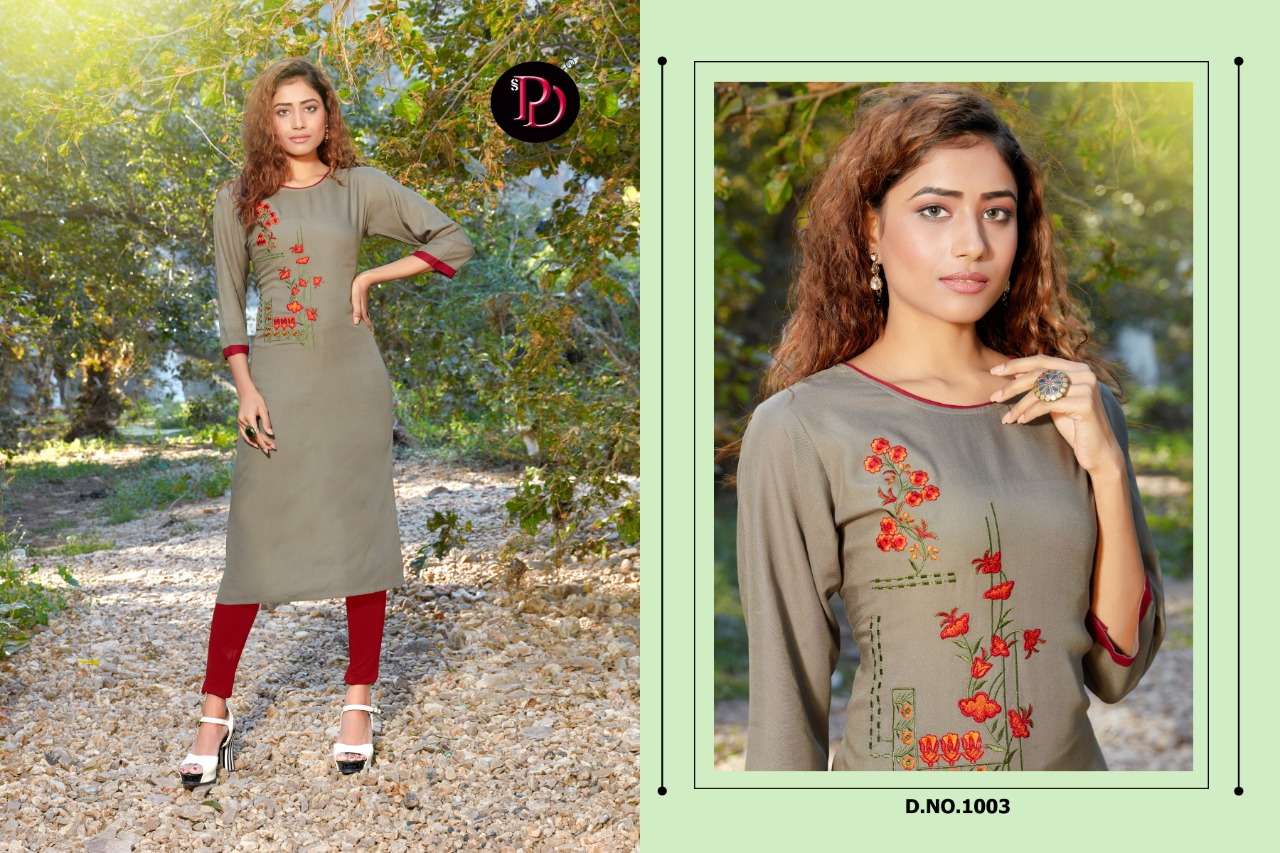 ALISHA BY POORVI DESIGNER 1001 TO 1006 SERIES BEAUTIFUL STYLISH FANCY COLORFUL CASUAL WEAR & ETHNIC WEAR & READY TO WEAR RAYON EMBROIDERY KURTIS AT WHOLESALE PRICE