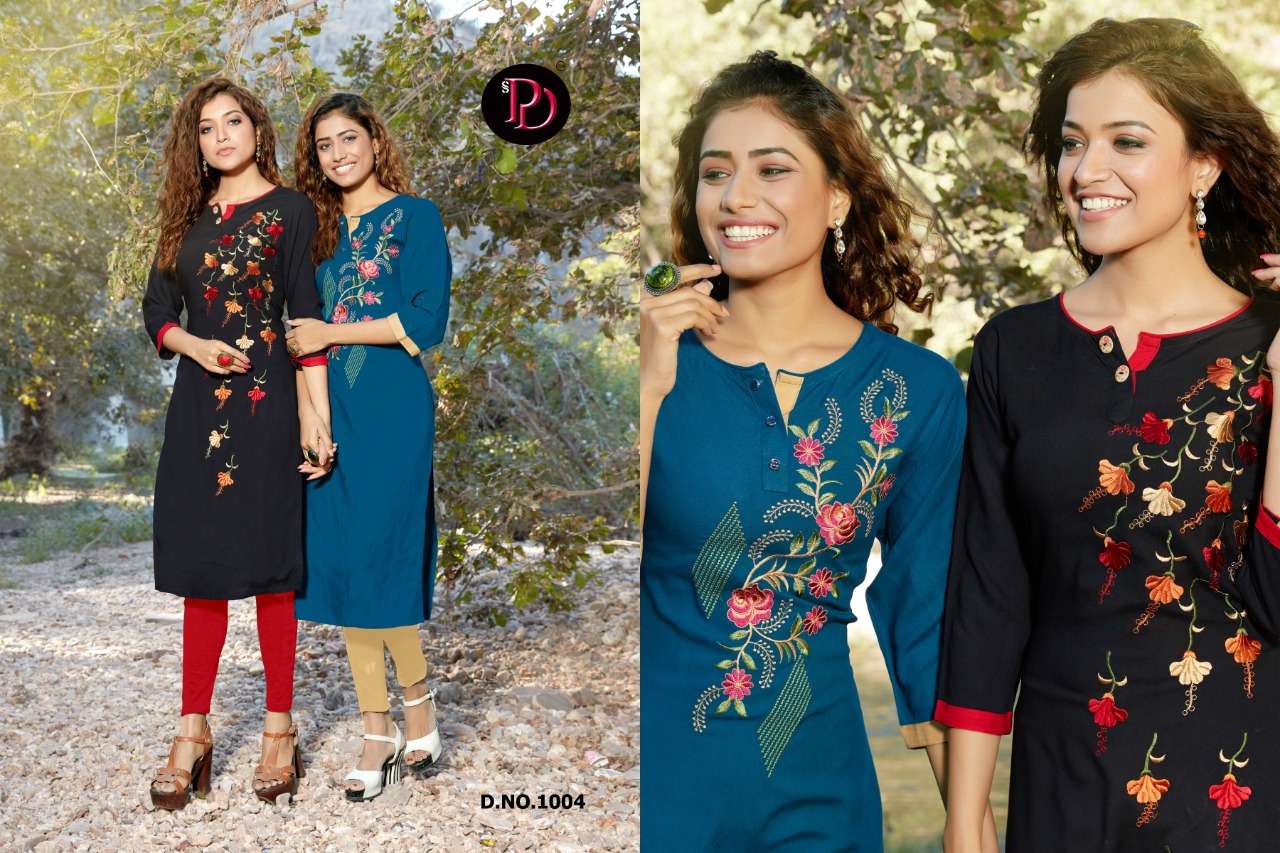 ALISHA BY POORVI DESIGNER 1001 TO 1006 SERIES BEAUTIFUL STYLISH FANCY COLORFUL CASUAL WEAR & ETHNIC WEAR & READY TO WEAR RAYON EMBROIDERY KURTIS AT WHOLESALE PRICE