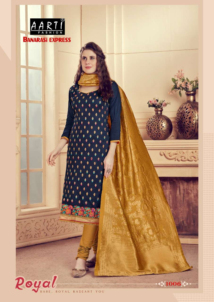 BANARASI EXPRESS BY AARTI FASHION 1001 TO 1006 SERIES BEAUTIFUL SUITS STYLISH FANCY COLORFUL PARTY WEAR & OCCASIONAL WEAR GLACE COTTON DRESSES AT WHOLESALE PRICE