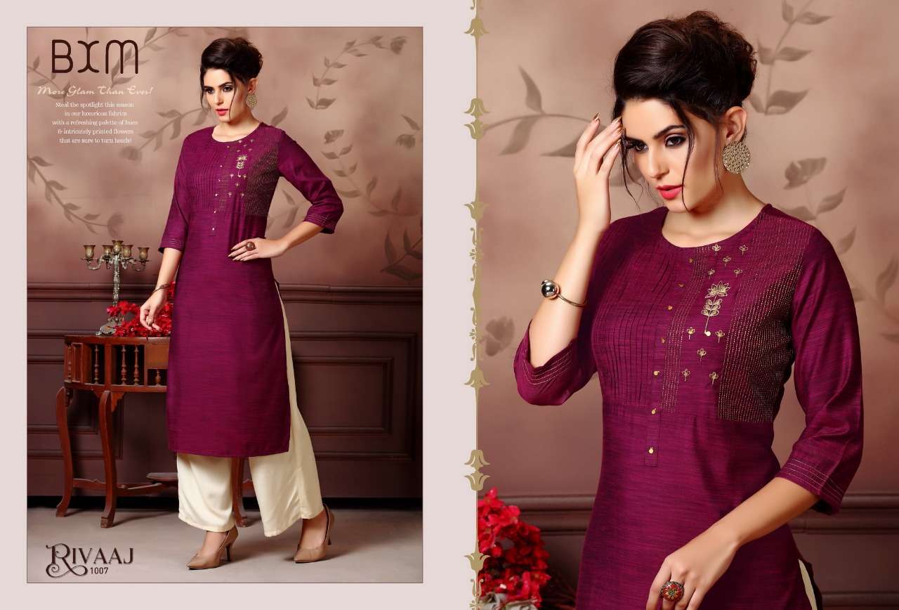 RIVAAJ BY BXM 1001 TO 1008 SERIES BEAUTIFUL STYLISH FANCY COLORFUL CASUAL WEAR & ETHNIC WEAR & READY TO WEAR RAYON SILK KURTIS AT WHOLESALE PRICE