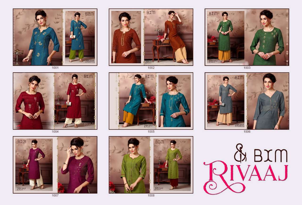 RIVAAJ BY BXM 1001 TO 1008 SERIES BEAUTIFUL STYLISH FANCY COLORFUL CASUAL WEAR & ETHNIC WEAR & READY TO WEAR RAYON SILK KURTIS AT WHOLESALE PRICE