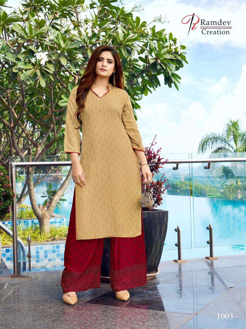 SHREE BY RAMDEV CREATION 1001 TO 1006 SERIES STYLISH FANCY BEAUTIFUL COLORFUL CASUAL WEAR & ETHNIC WEAR HEAVY PREMIUM RAYON BLOCK PRINTED KURTIS WITH BOTTOM AT WHOLESALE PRICE