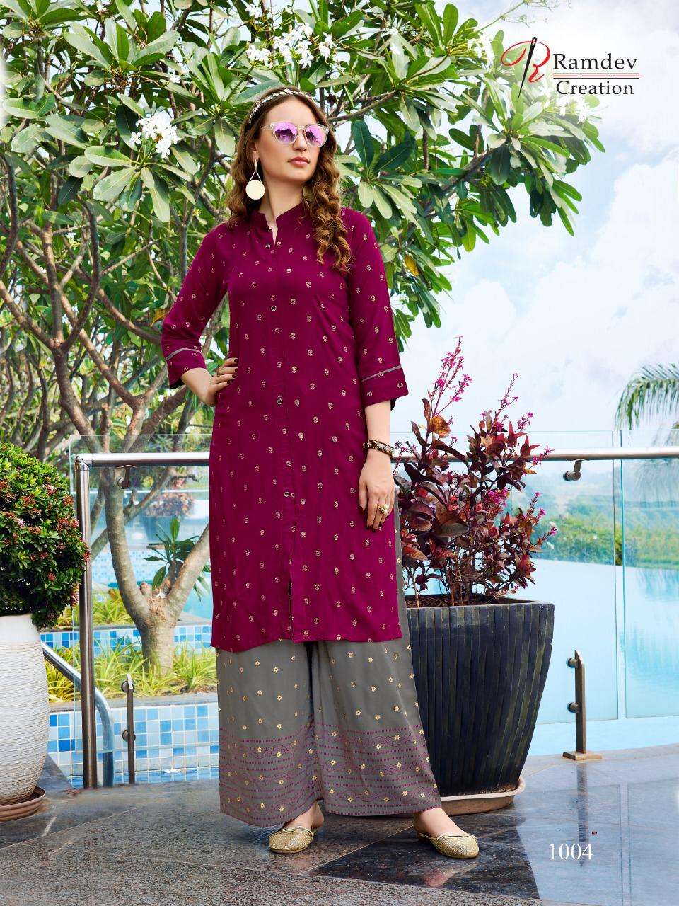 SHREE BY RAMDEV CREATION 1001 TO 1006 SERIES STYLISH FANCY BEAUTIFUL COLORFUL CASUAL WEAR & ETHNIC WEAR HEAVY PREMIUM RAYON BLOCK PRINTED KURTIS WITH BOTTOM AT WHOLESALE PRICE