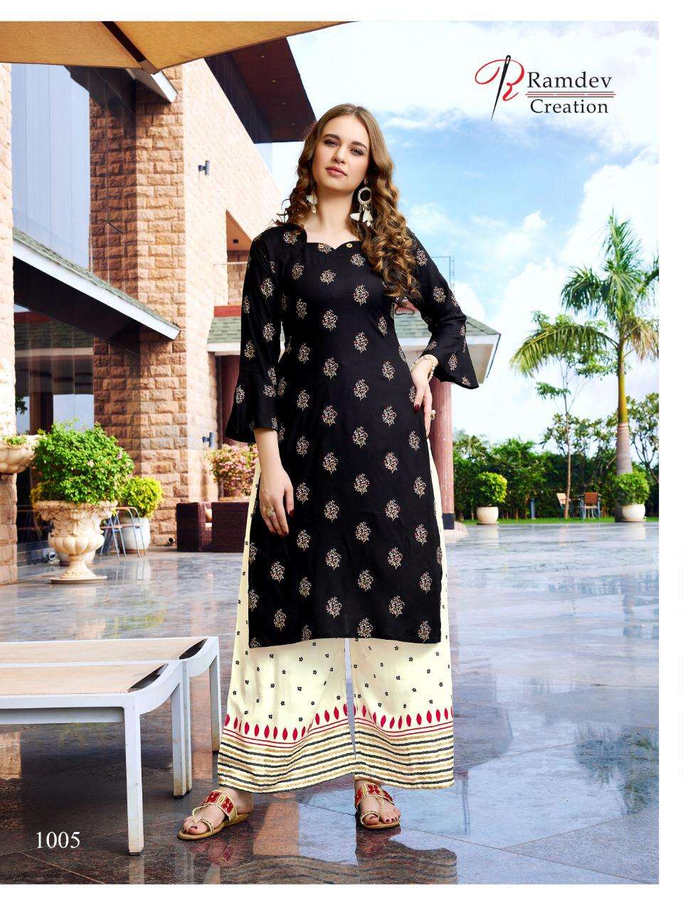 SHREE BY RAMDEV CREATION 1001 TO 1006 SERIES STYLISH FANCY BEAUTIFUL COLORFUL CASUAL WEAR & ETHNIC WEAR HEAVY PREMIUM RAYON BLOCK PRINTED KURTIS WITH BOTTOM AT WHOLESALE PRICE