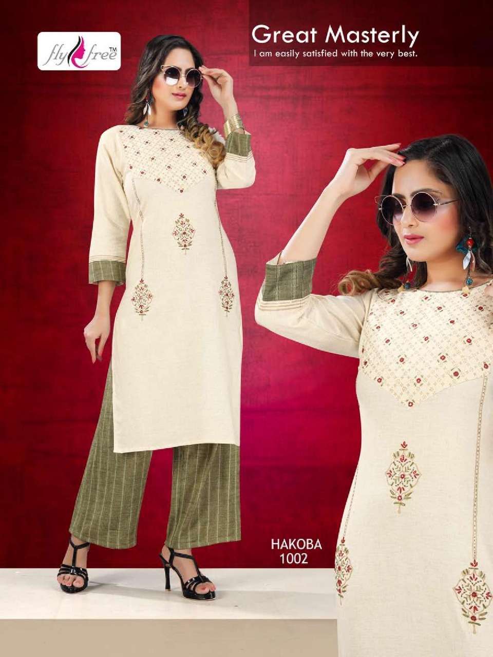 HAKOBA BY FLY FREE 1001 TO 1006 SERIES BEAUTIFUL COLORFUL STYLISH FANCY CASUAL WEAR & ETHNIC WEAR & READY TO WEAR RAYON FLEX AND HANDLOOM LINING KURTIS AT WHOLESALE PRICE