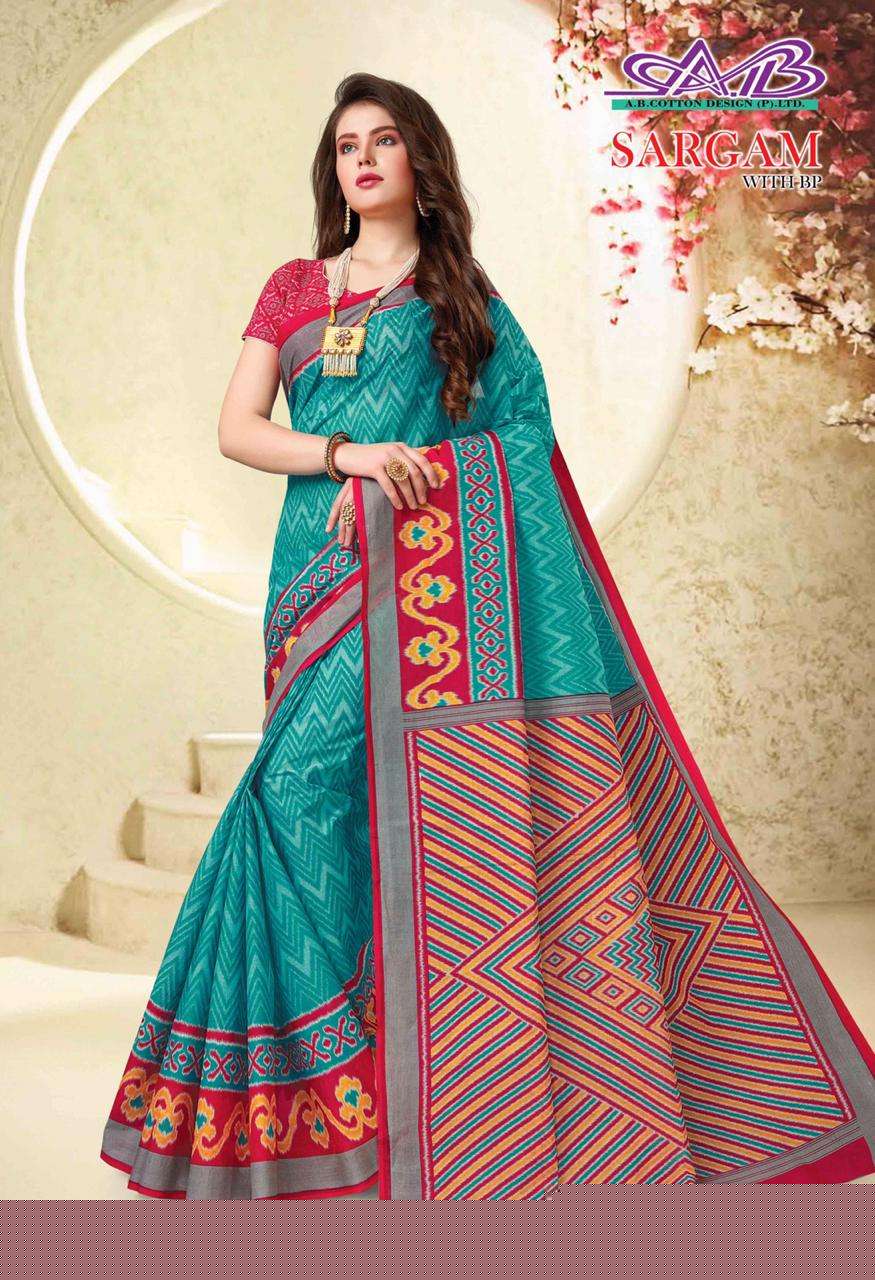 SARGAM BY A.B. FASHION 09 TO 26 INDIAN TRADITIONAL WEAR COLLECTION BEAUTIFUL STYLISH FANCY COLORFUL PARTY WEAR & OCCASIONAL WEAR MULMUL PURE COTTON PRINT SAREES AT WHOLESALE PRICE
