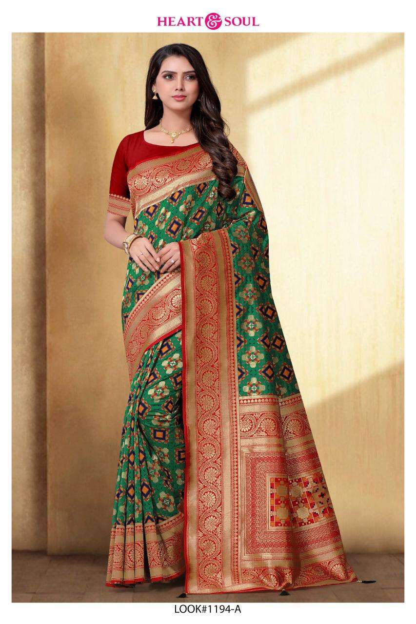 KAVIRA BY HEART AND SOUL 1192-A TO 1194-B SERIES INDIAN TRADITIONAL WEAR COLLECTION BEAUTIFUL STYLISH FANCY COLORFUL PARTY WEAR & OCCASIONAL WEAR SILK SAREES AT WHOLESALE PRICE
