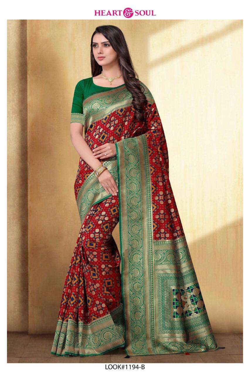 KAVIRA BY HEART AND SOUL 1192-A TO 1194-B SERIES INDIAN TRADITIONAL WEAR COLLECTION BEAUTIFUL STYLISH FANCY COLORFUL PARTY WEAR & OCCASIONAL WEAR SILK SAREES AT WHOLESALE PRICE