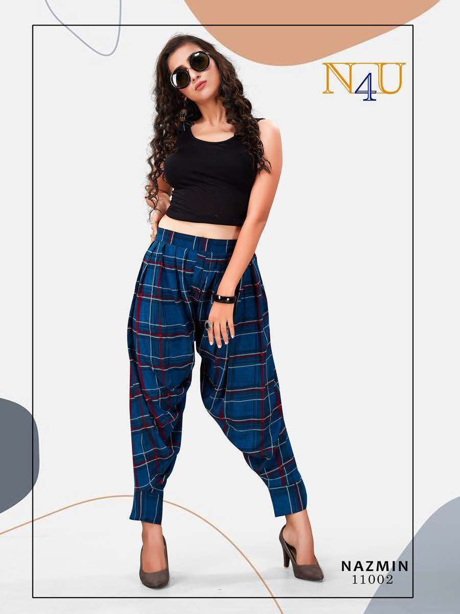 NAZMIN BY N4U 11001 TO 11008 SERIES BEAUTIFUL STYLISH FANCY COLORFUL PARTY WEAR & ETHNIC WEAR RAYON PRINTED DHOTI PANTS AT WHOLESALE PRICE