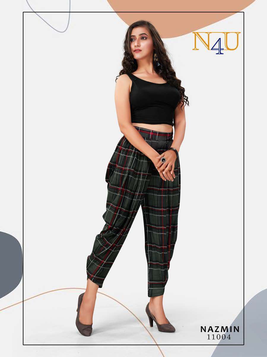 NAZMIN BY N4U 11001 TO 11008 SERIES BEAUTIFUL STYLISH FANCY COLORFUL PARTY WEAR & ETHNIC WEAR RAYON PRINTED DHOTI PANTS AT WHOLESALE PRICE