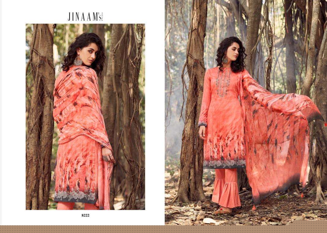 JINAAM MIRZA BY JINAAM DRESSES 8220 TO 8228 SERIES BEAUTIFUL SUITS STYLISH FANCY COLORFUL PARTY WEAR & OCCASIONAL WEAR COTTON SATIN DIGITAL PRINTED DRESSES AT WHOLESALE PRICE