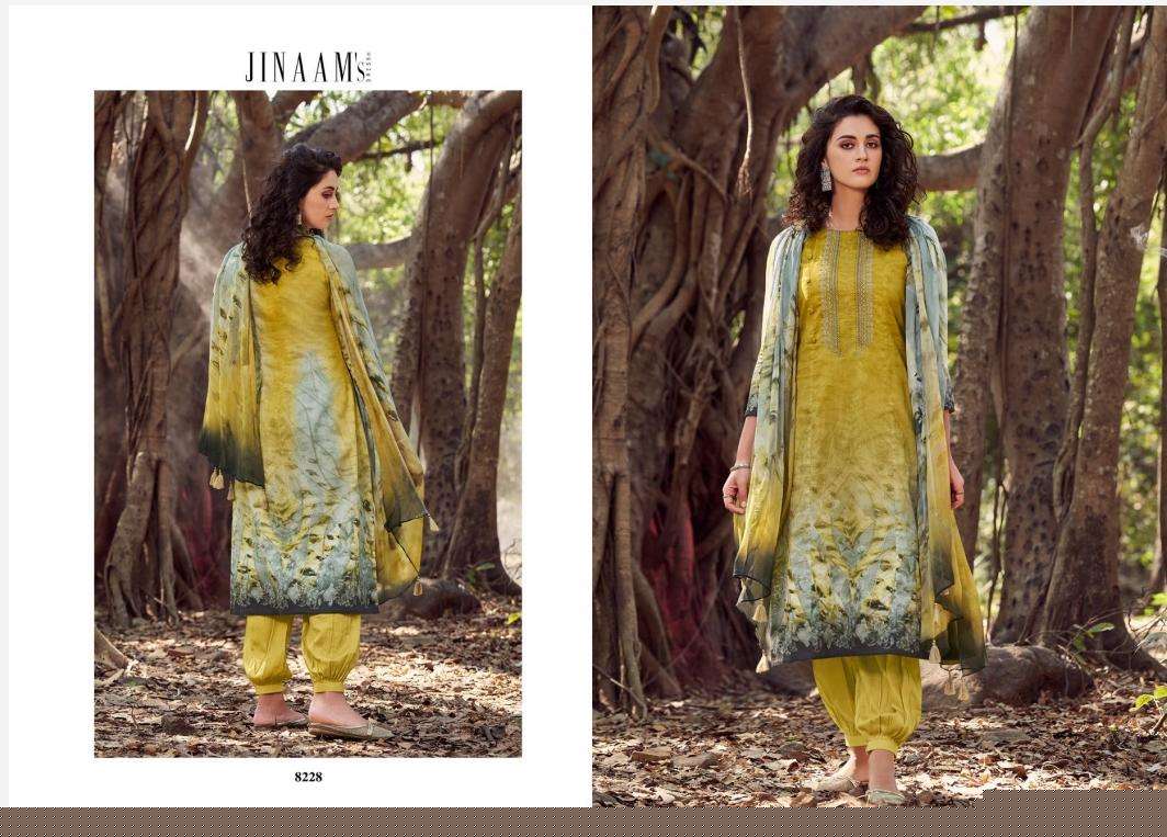 JINAAM MIRZA BY JINAAM DRESSES 8220 TO 8228 SERIES BEAUTIFUL SUITS STYLISH FANCY COLORFUL PARTY WEAR & OCCASIONAL WEAR COTTON SATIN DIGITAL PRINTED DRESSES AT WHOLESALE PRICE