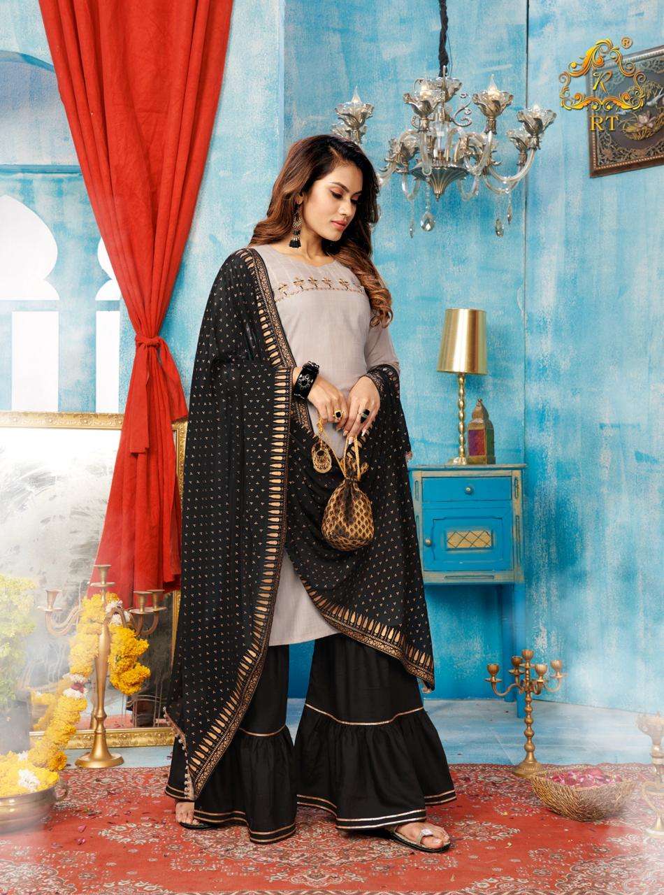 TJORI BY RT 5001 TO 5005 SERIES BEAUTIFUL STYLISH SHARARA SUITS FANCY COLORFUL CASUAL WEAR & ETHNIC WEAR & READY TO WEAR HEAVY VISCOSE PRINTED DRESSES AT WHOLESALE PRICE