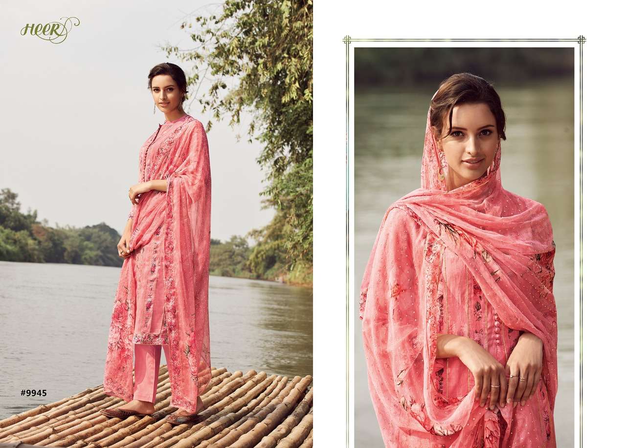 KINARA BY HEER 9941 TO 9948 SERIES BEAUTIFUL SUITS STYLISH FANCY COLORFUL PARTY WEAR & OCCASIONAL WEAR PURE MUSLIN SILK DIGITAL PRINTED DRESSES AT WHOLESALE PRICE