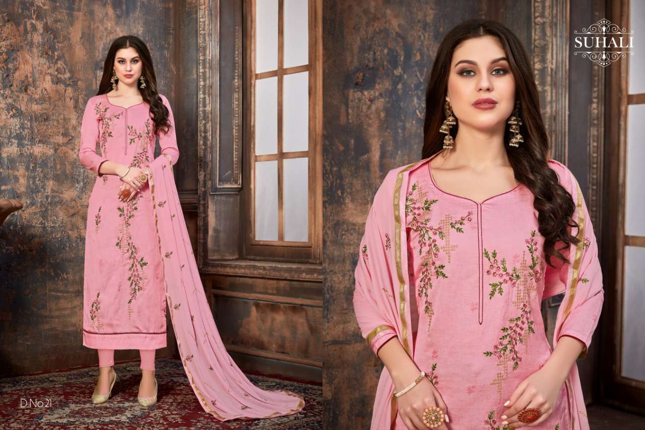 KASHEESH BY SUHALI 21 TO 24 SERIES BEAUTIFUL SUITS STYLISH FANCY COLORFUL PARTY WEAR & OCCASIONAL WEAR SHINING SILK COTTON DRESSES AT WHOLESALE PRICE