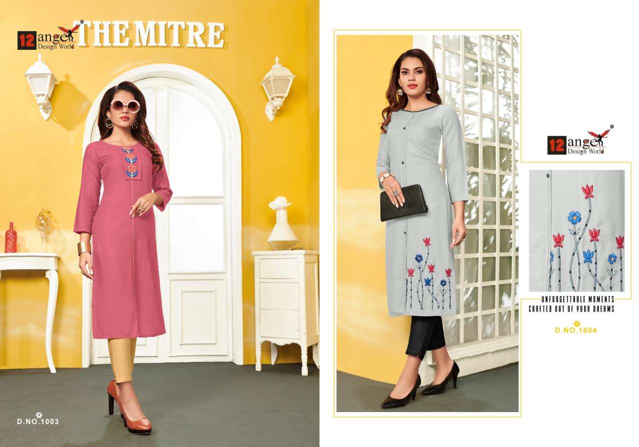 TIKTOK BY 12 ANGEL 1001 TO 1008 SERIES BEAUTIFUL STYLISH FANCY COLORFUL CASUAL WEAR & ETHNIC WEAR & READY TO WEAR HEAVY RAYON KURTIS AT WHOLESALE PRICE