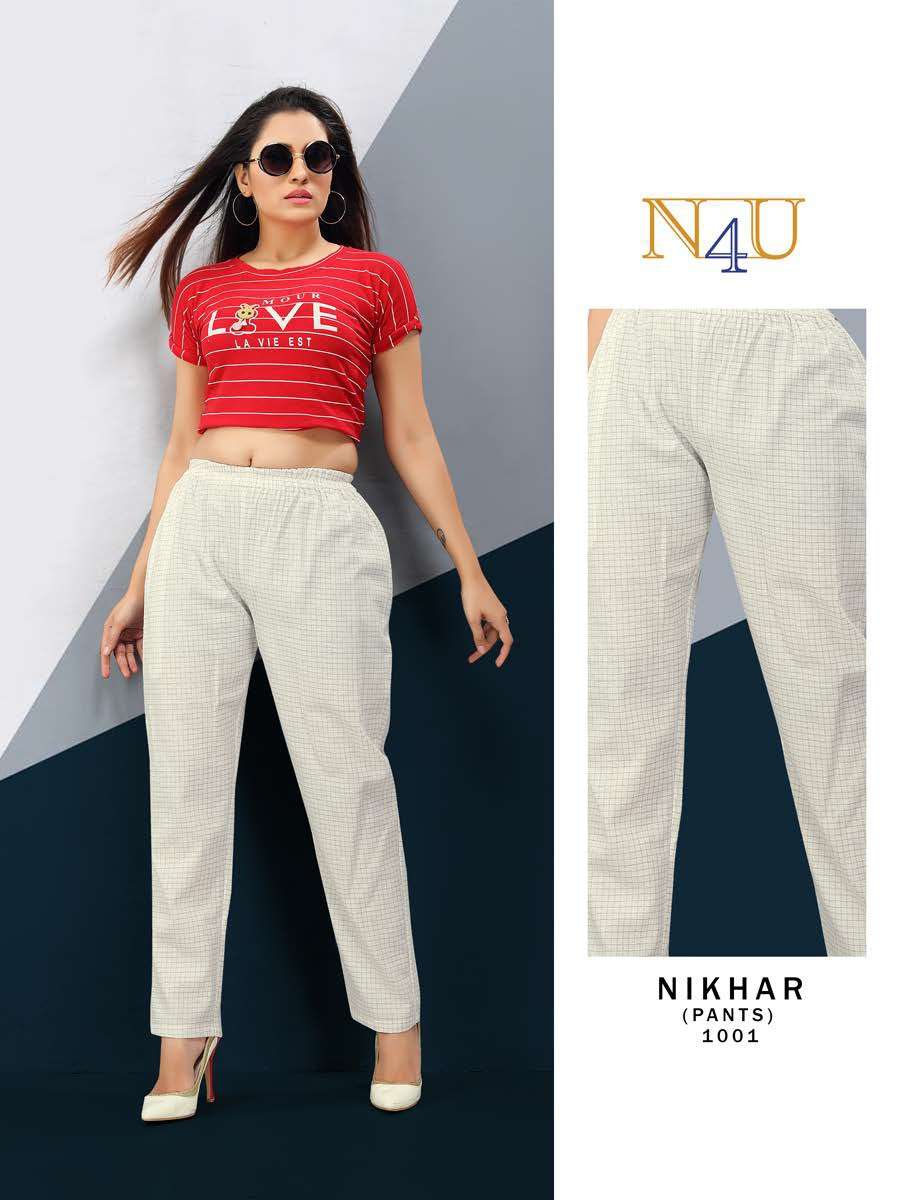NIKHAR BY N4U 1001 TO 1012 SERIES BEAUTIFUL STYLISH FANCY COLORFUL PARTY WEAR & ETHNIC WEAR LINEN COTTON PRINTED PANTS AT WHOLESALE PRICE