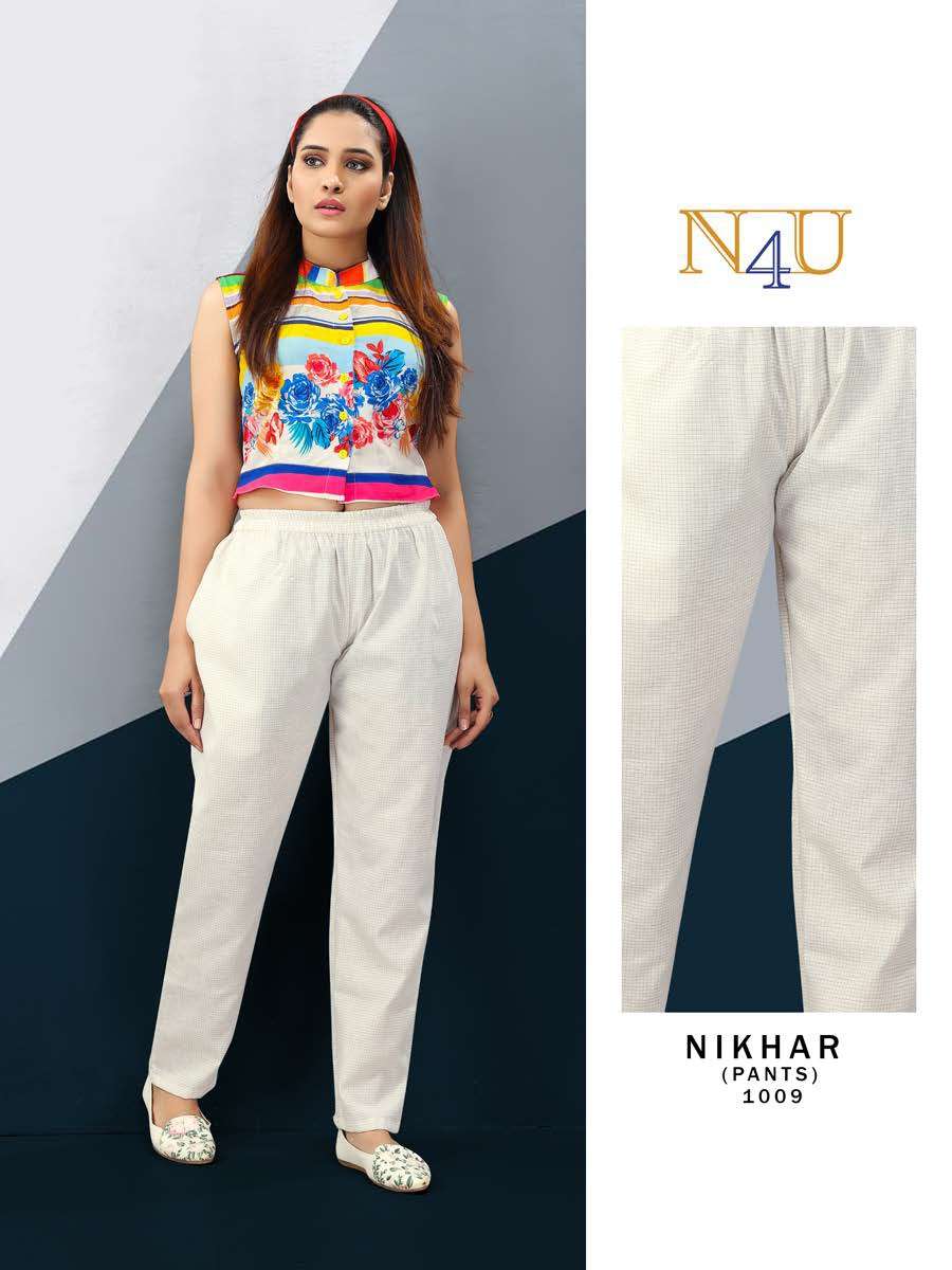 NIKHAR BY N4U 1001 TO 1012 SERIES BEAUTIFUL STYLISH FANCY COLORFUL PARTY WEAR & ETHNIC WEAR LINEN COTTON PRINTED PANTS AT WHOLESALE PRICE