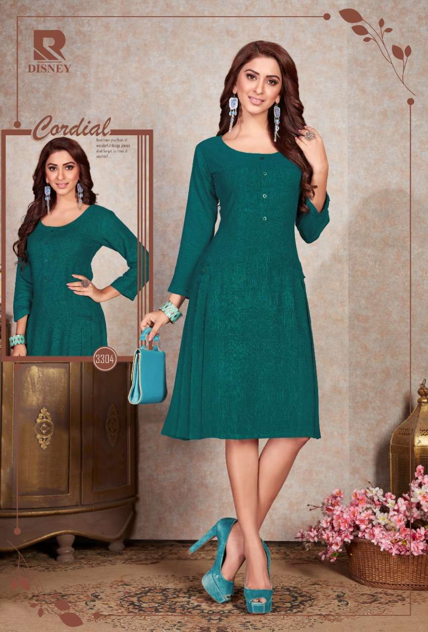 DISNEY BY RAASHI 3301 TO 3310 SERIES STYLISH FANCY BEAUTIFUL COLORFUL CASUAL WEAR & ETHNIC WEAR HEAVY RAYON TWO TONE KURTIS AT WHOLESALE PRICE