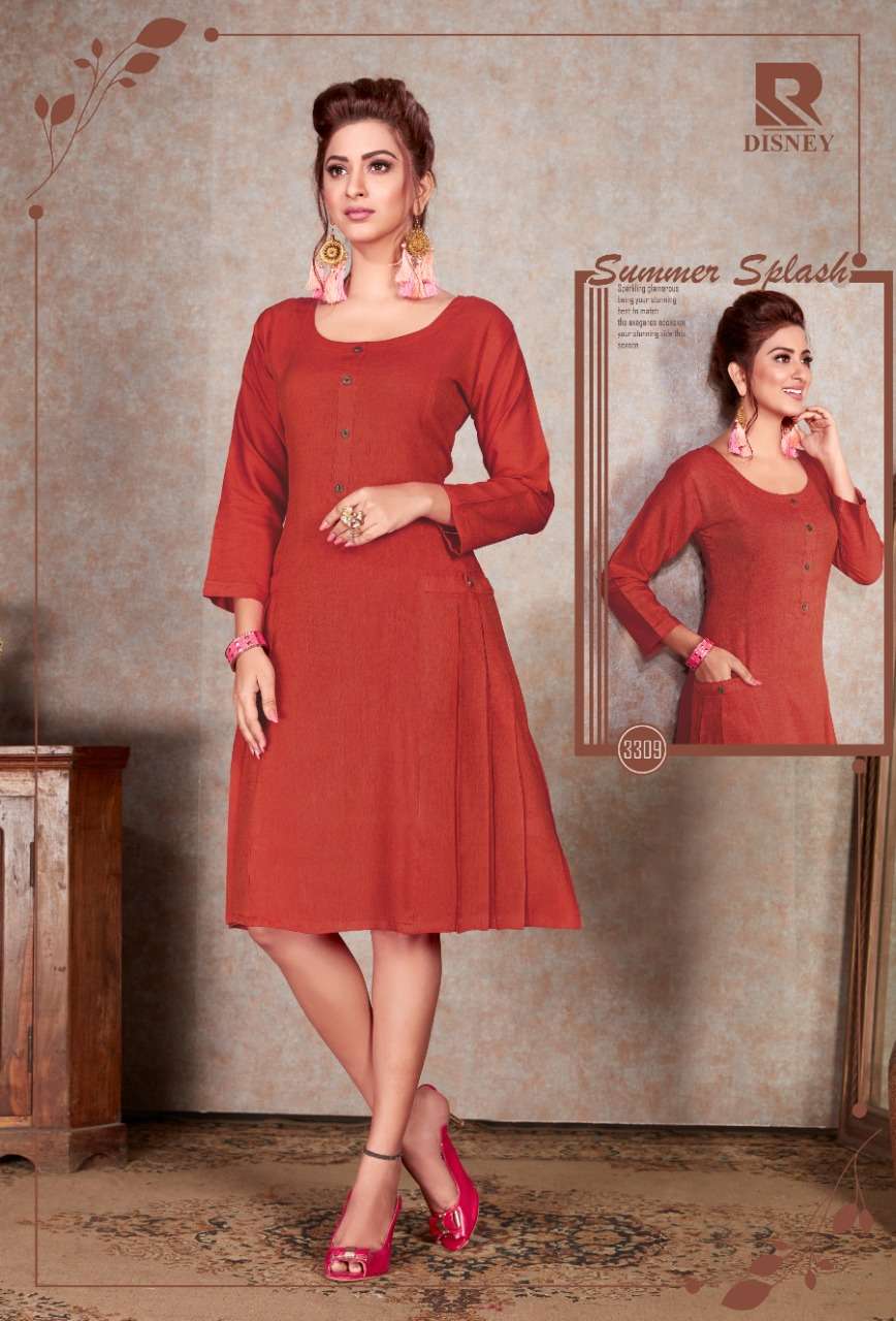 DISNEY BY RAASHI 3301 TO 3310 SERIES STYLISH FANCY BEAUTIFUL COLORFUL CASUAL WEAR & ETHNIC WEAR HEAVY RAYON TWO TONE KURTIS AT WHOLESALE PRICE