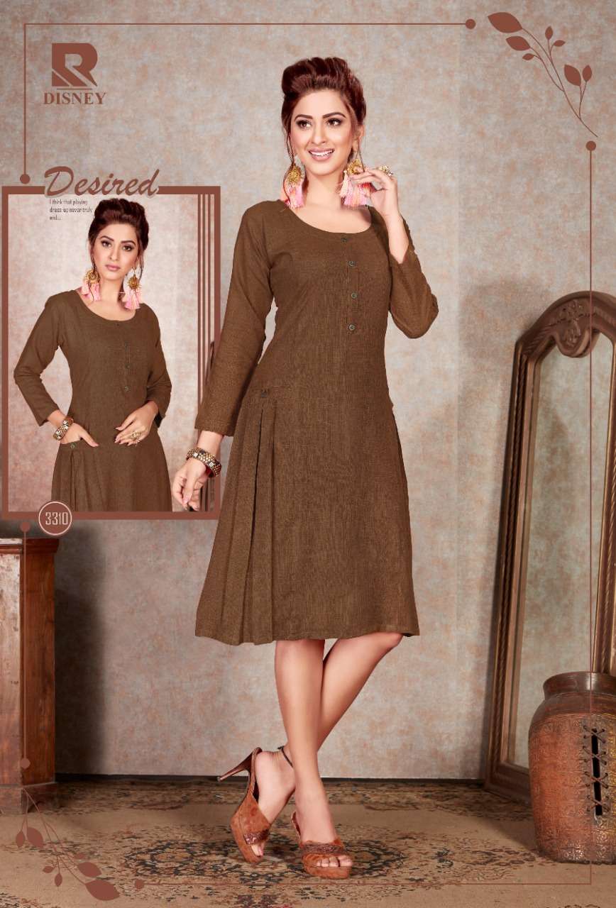 DISNEY BY RAASHI 3301 TO 3310 SERIES STYLISH FANCY BEAUTIFUL COLORFUL CASUAL WEAR & ETHNIC WEAR HEAVY RAYON TWO TONE KURTIS AT WHOLESALE PRICE