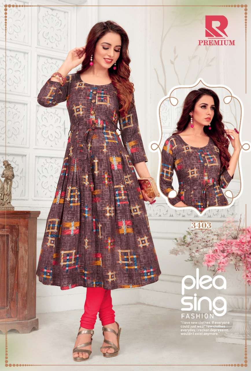 PREMIUM BY RAASHI 3401 TO 3412 SERIES STYLISH FANCY BEAUTIFUL COLORFUL CASUAL WEAR & ETHNIC WEAR HEAVY RAYON PRINTED KURTIS AT WHOLESALE PRICE