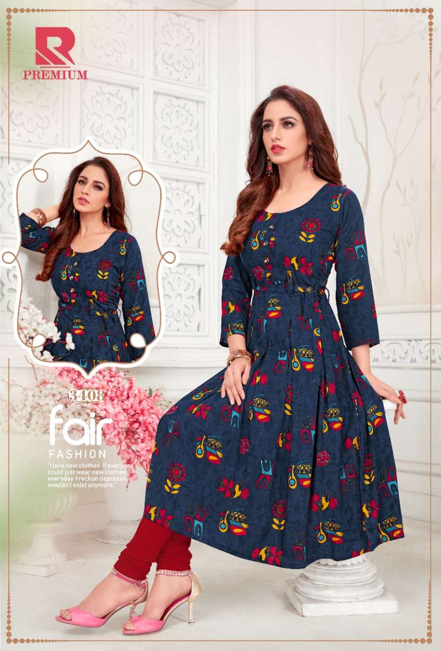 PREMIUM BY RAASHI 3401 TO 3412 SERIES STYLISH FANCY BEAUTIFUL COLORFUL CASUAL WEAR & ETHNIC WEAR HEAVY RAYON PRINTED KURTIS AT WHOLESALE PRICE