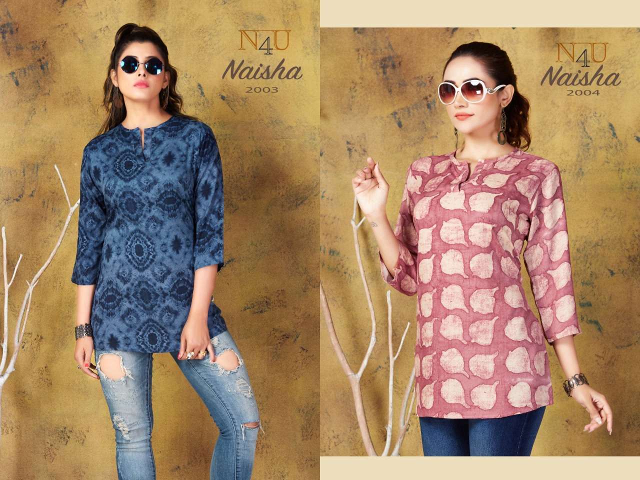 NAISHA BY N4U 2001 TO 2012 SERIES BEAUTIFUL COLORFUL STYLISH FANCY CASUAL WEAR & READY TO WEAR RAYON PRINTED TOPS AT WHOLESALE PRICE
