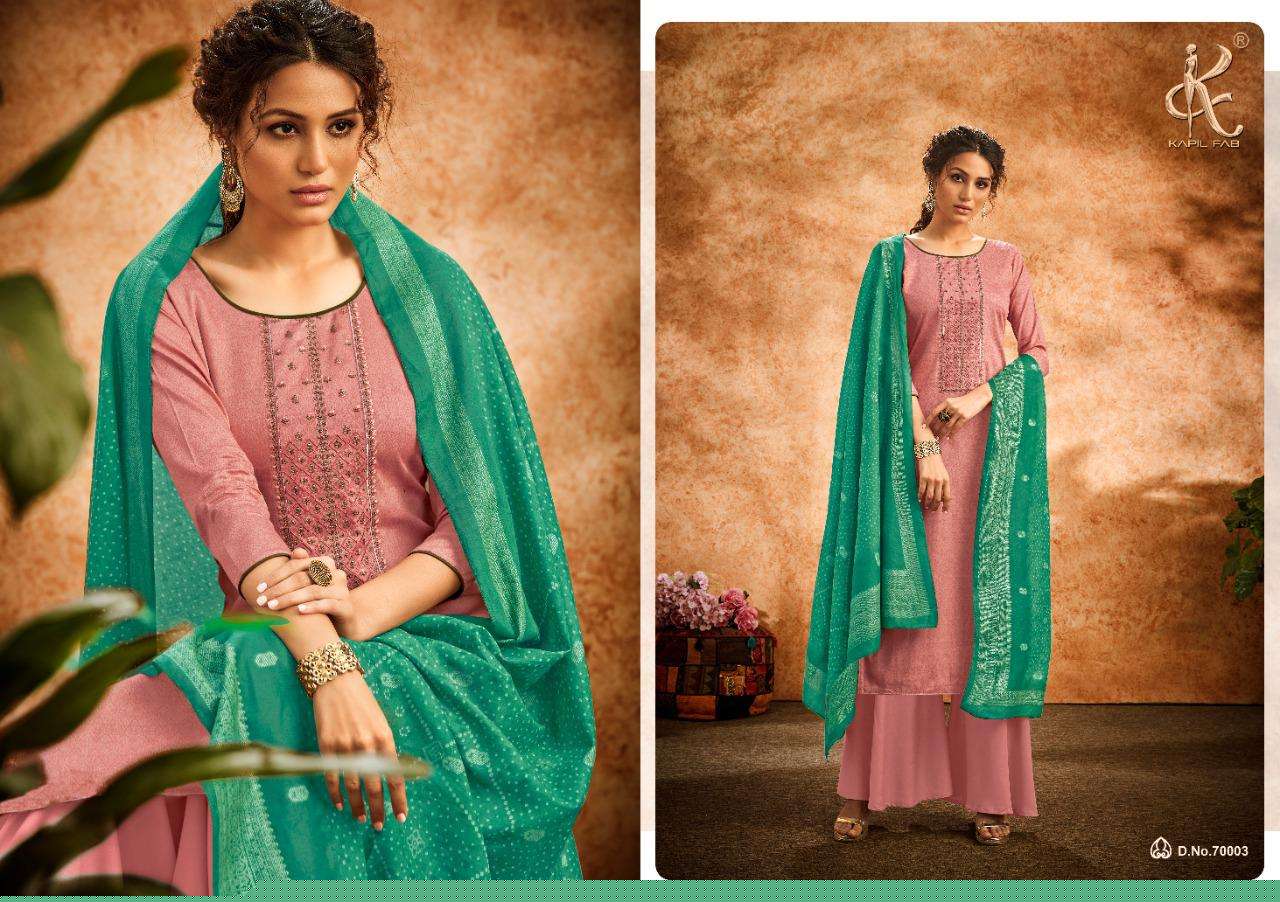 DIVAA BY KAPIL FAB 70001 TO 70007 SERIES BEAUTIFUL STYLISH SHARARA SUITS FANCY COLORFUL CASUAL WEAR & ETHNIC WEAR & READY TO WEAR PURE JAM COTTON PRINTED DRESSES AT WHOLESALE PRICE